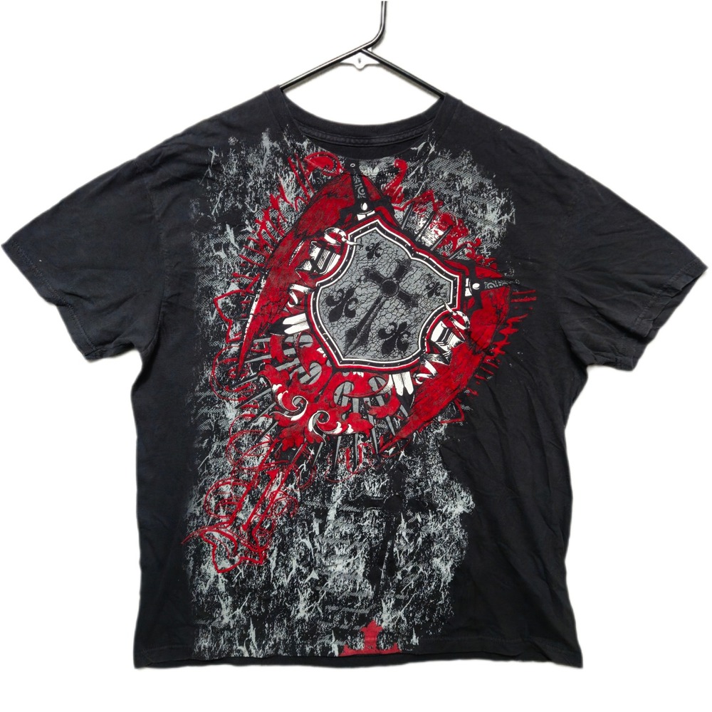 CHEMISTRY T Shirt Mens Small Black Red Skull Graphic Y2K Affliction Style Goth